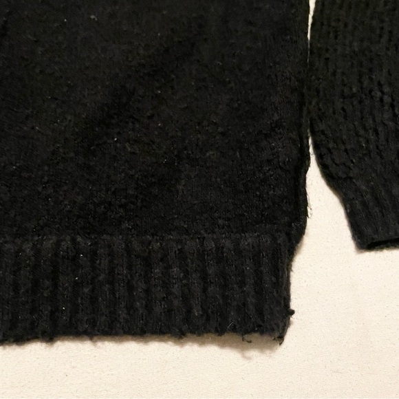 Free People Black V-Neck Twist Wrap Knit Pullover Sweater Women's Size S - Picture 13 of 15